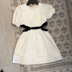 Zara White Dress with Black Tag Detail